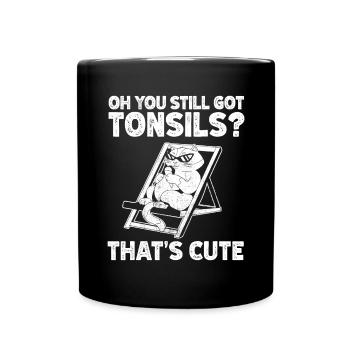 Tonsillektomie Genesung Mandelentfernung - Tasse einfarbig - Schwarz - Vorne