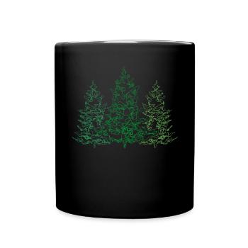 Line Art Fir Spruce Fir Trees Nature Lover - Full Colour Mug - black - Front