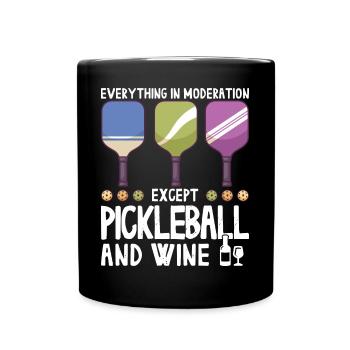 Pickleball und Wein für Pickle Ball, Was That out - Tasse einfarbig - Schwarz - Vorne