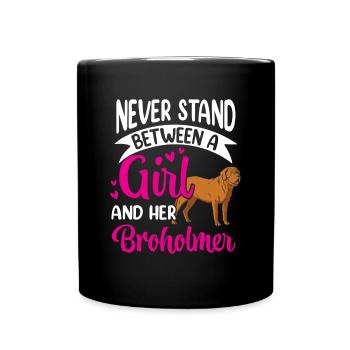 Ne vous mettez jamais entre la fille et les Broholmer - Mug uni - noir - Devant