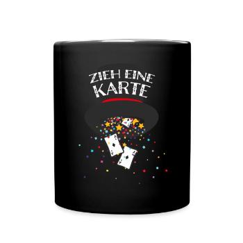 Zieh eine Karte Magier Kartenmagie Kartentricks - Tasse einfarbig - Schwarz - Vorne