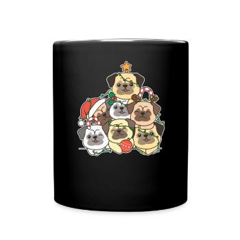 Pug Christmas Tree Funny Animal Christmas - Full Colour Mug - black - Front