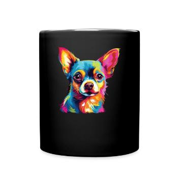 Watercolor Colorful Chihuahua - Full Colour Mug - black - Front