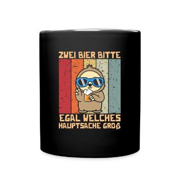 Zwei Bier bitte Hauptsache Groß - Tasse einfarbig - Schwarz - Vorne