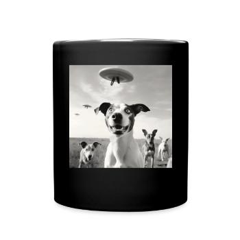 Selfie UFO Dog Funny Alien Ufo Dog Lover - Full Colour Mug - black - Front