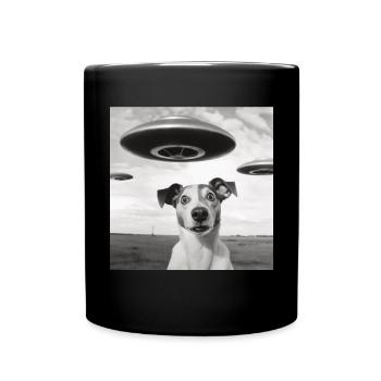 Selfie Chien OVNI Drôle Alien Ovni Amoureux De Chien - Mug uni - noir - Devant