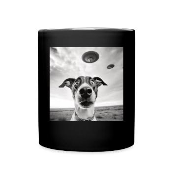 Selfie UFO Dog Funny Alien Ufo Dog Lover - Full Colour Mug - black - Front