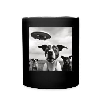 Selfie UFO Dog Funny Alien Ufo Dog Lover - Full Colour Mug - black - Front