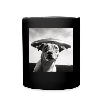 Selfie UFO Dog Funny Alien Ufo Dog Lover - Full Colour Mug - black - Front