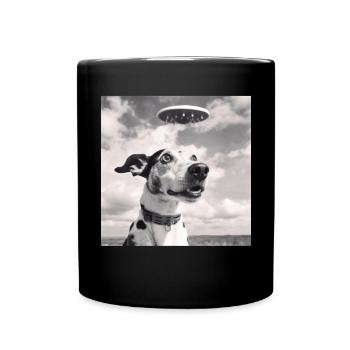 Selfie UFO Dog Funny Alien Ufo Dog Lover - Full Colour Mug - black - Front