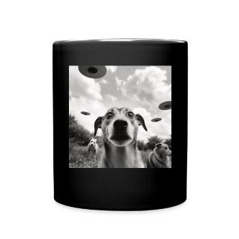 Selfie Chien OVNI Drôle Alien Ovni Amoureux De Chien - Mug uni - noir - Devant