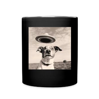 Selfie UFO Dog Funny Alien Ufo Dog Lover - Full Colour Mug - black - Front