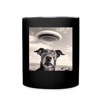 Selfie UFO Dog Funny Alien Ufo Dog Lover - Full Colour Mug - black - Front