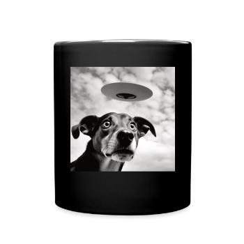 Selfie Chien OVNI Drôle Alien Ovni Amoureux De Chien - Mug uni - noir - Devant