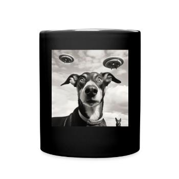 Selfie UFO Dog Funny Alien Ufo Dog Lover - Full Colour Mug - black - Front