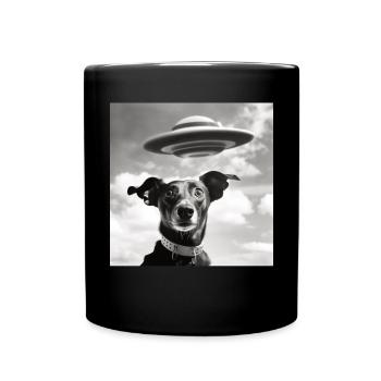 Selfie UFO Dog Funny Alien Ufo Dog Lover - Full Colour Mug - black - Front