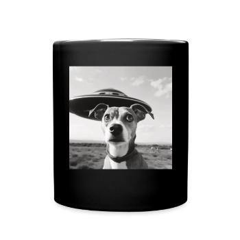 Selfie UFO Dog Funny Alien Ufo Dog Lover - Full Colour Mug - black - Front