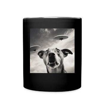 Selfie UFO Dog Funny Alien Ufo Dog Lover - Full Colour Mug - black - Front