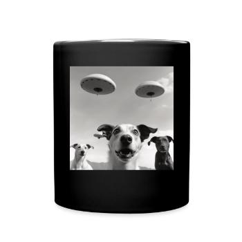 Selfie UFO Dog Funny Alien Ufo Dog Lover - Full Colour Mug - black - Front