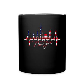 New York Skyline Heartbeat Heart USA Gift NY - Full Colour Mug - black - Front
