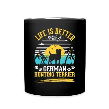 Life is better with German Hunting Terrier - Full Colour Mug - black - Front