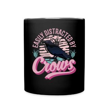 Facilement distrait par les corbeaux Corbeau Corbeau Corbeau - Mug uni - noir - Devant