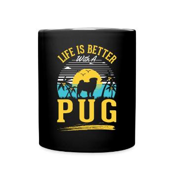 La vie est plus belle avec un carlin - Mug uni - noir - Devant