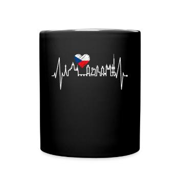 Prag Skyline Herzschlag Tschechien Herz Love Praha - Tasse einfarbig - Schwarz - Vorne