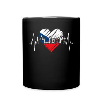Prag Skyline Herzschlag Tschechien Herz Love Praha - Tasse einfarbig - Schwarz - Vorne