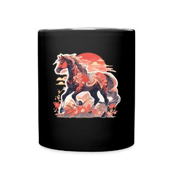 Cheval chevaux jument Folen équitation cavalier cadeau - Mug uni - noir - Devant