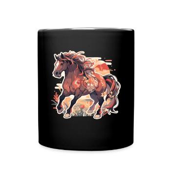 Cheval chevaux jument Folen équitation cavalier cadeau - Mug uni - noir - Devant