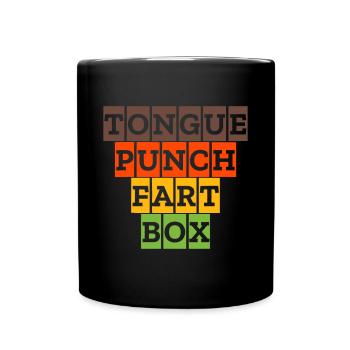 Tongue Punch Fart Box Funny Sexual - Full Colour Mug - black - Front