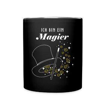 Magier Zauberer Münzmagie Münztricks Illusionist - Tasse einfarbig - Schwarz - Vorne