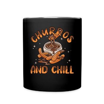 Churros And Chill - Tasse einfarbig - Schwarz - Vorne