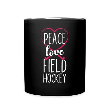 Field Hockey Heart Peace Love - Full Colour Mug - black - Front