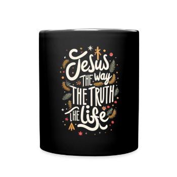 Jésus le Chemin, la Vérité, la Vie, Dieu - Mug uni - noir - Devant