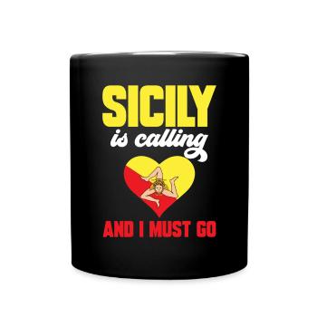 Sicily Flag Italy Sicily - Full Colour Mug - black - Front