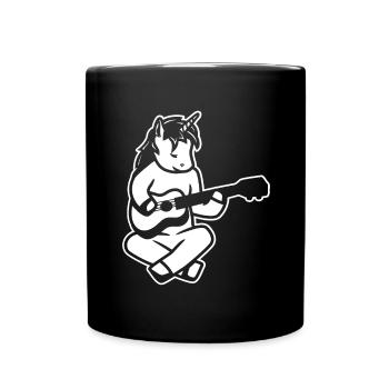 Einhorn Ukulelist - Tasse einfarbig - Schwarz - Vorne