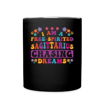 Sagittarius Zodiac Personality Groovy Cool - Full Colour Mug - black - Front