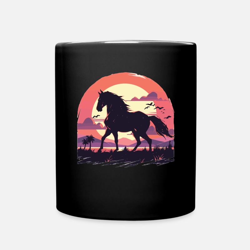 Rappe Pferde Schwarzes Pferd Reiten Reiter - Tasse einfarbig - Schwarz