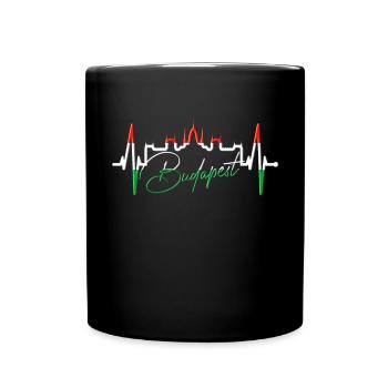Budapest Skyline Herzschlag Ungarn Herz Budapester - Tasse einfarbig - Schwarz - Vorne