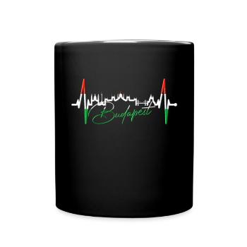 Budapest Skyline Herzschlag Ungarn Herz Budapester - Tasse einfarbig - Schwarz - Vorne