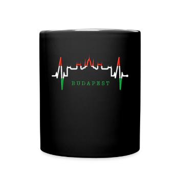 Budapest Skyline Herzschlag Ungarn Herz Budapester - Tasse einfarbig - Schwarz - Vorne
