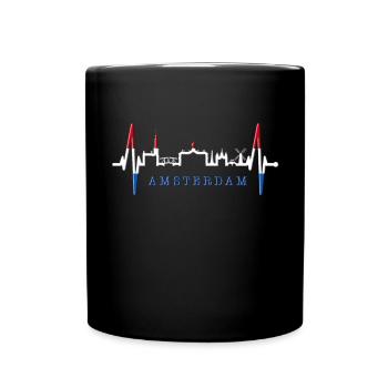 Amsterdam Skyline Netherlands Heartbeat Holland - Full Colour Mug - black - Front