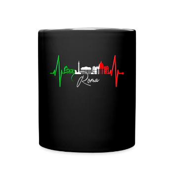 Rom Kolosseum Herzschlag Roma Skyline Rome Italien - Tasse einfarbig - Schwarz - Vorne