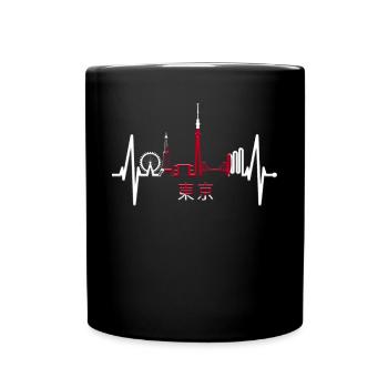 Tokio Skyline Herzschlag Japan Herz I Love Tokyo - Tasse einfarbig - Schwarz - Vorne
