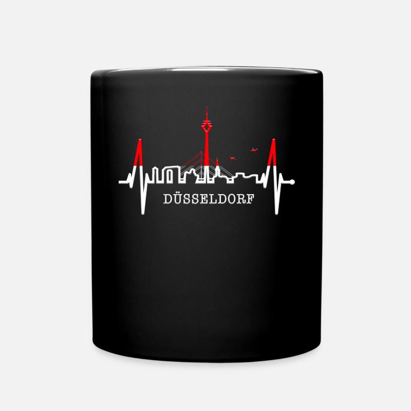 Düsseldorf Skyline Herzschlag Liebe Düsseldorfer - Tasse einfarbig - Schwarz
