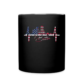 Boston Skyline Heartbeat USA Fan Heart Pulse Love - Full Colour Mug - black - Front