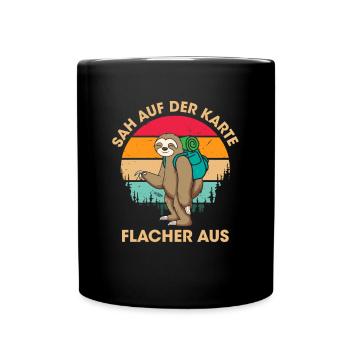 Sah Auf Der Karte Flacher Aus FaulWanderer - Tasse einfarbig - Schwarz - Vorne