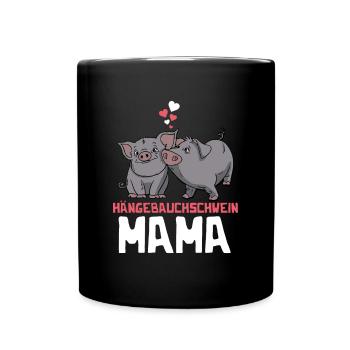 Schweine Hängebauchschwein Mama Landwirtin - Tasse einfarbig - Schwarz - Vorne